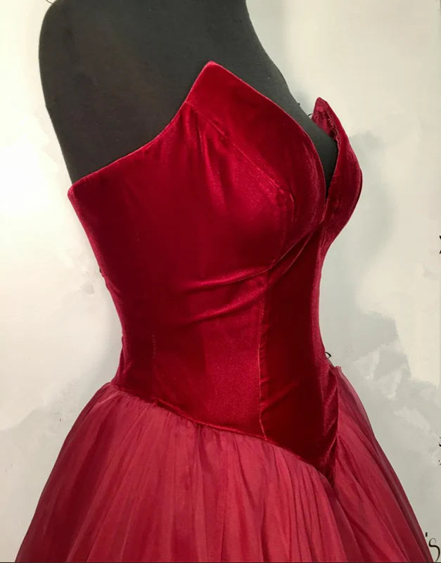 Tiendas de vestidos de fiesta, vestidos de fiesta burdeos de corte A, vestido largo de terciopelo con hombros descubiertos, vestido de fiesta, vestidos formales para mujer